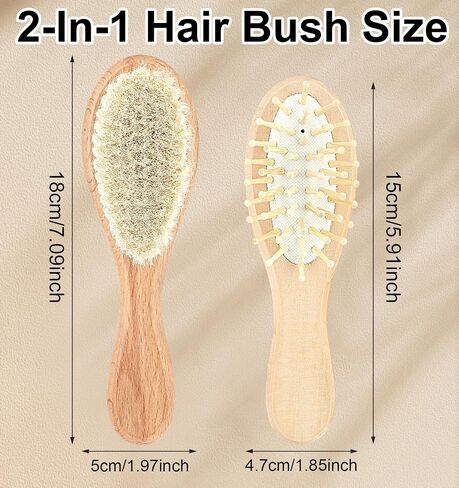 Baby Brushes for Hair, Baby Hair Brush, Wooden Baby Hair Brush Set with Soft Goat Bristle, Baby Brush Set for Newborns, Toddler Cradle Cap Brush for Girls And Boy 2PS in Saudi Arabia