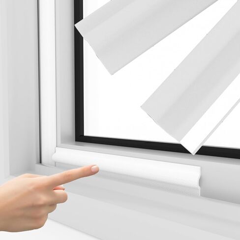 10Feet Window Draft Stopper Seal Strip, Self Adhesive Window Foam Weather Stripping Top and Side Door Seal Strip, Soundproof Window Insulation for Winter, Window Bottom Sweep Noise Blocker (White) in Saudi Arabia
