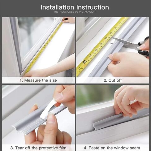 10Feet Window Draft Stopper Seal Strip, Self Adhesive Window Foam Weather Stripping Top and Side Door Seal Strip, Soundproof Window Insulation for Winter, Window Bottom Sweep Noise Blocker (White) in Saudi Arabia