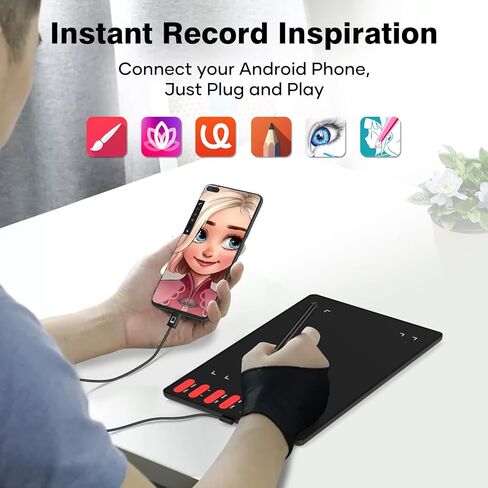 XOPPOX Graphics Drawing Tablet with 8 x 6 Inch Active Area, 8192 Level Battery-Free Pen and 8 Express Keys Compatible for Mac/Windows/Android OS in Kuwait