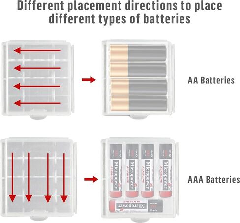 Golkur AA(14500)/AAA Cell Battery Storage Case Holder Plastic Battery Holder Box 4 Slots(Batteries not Included) with Charge Reminder Markings Clear 4 Pack in Saudi Arabia