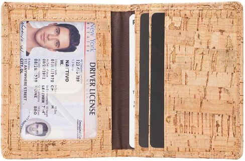 حامل بطاقات قابل للطي من الفلين | حجب RFID | نباتي | تصنيعها أخلاقيا | محفظة نحيفة للرجال والنساء، بيج، بسيطة in Saudi Arabia