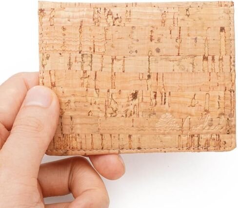 حامل بطاقات قابل للطي من الفلين | حجب RFID | نباتي | تصنيعها أخلاقيا | محفظة نحيفة للرجال والنساء، بيج، بسيطة in Saudi Arabia