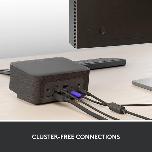 لوجيتك - قاعدة لوجي، محطة إرساء كمبيوتر محمول USB C الكل في واحد، مكبر صوت، ميكروفونات عازلة للضوضاء، بلوتوث، HDMI، لنظام التشغيل Windows/macOS، معتمد للتكبير، Google Meet، Google Voice - أبيض in Kuwait