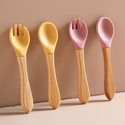 Mamimami Home Baby Bamboo Suction Plates Set with Spoons & Fork, Baby Food Dishes Feeding Set for Led Weaning Plate, Baby Utensils Set, BPA Free in Saudi Arabia