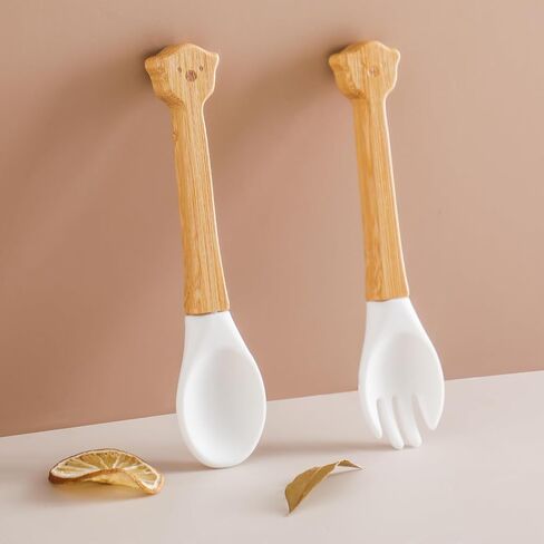 Mamimami Home Baby Bamboo Suction Plates Set with Spoons & Fork, Baby Food Dishes Feeding Set for Led Weaning Plate, Baby Utensils Set, BPA Free in Saudi Arabia