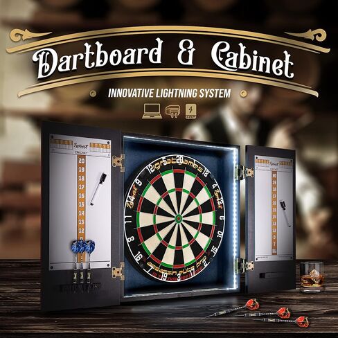 IgnatGames Dart Board Professional Set - Competition Size Kenyan Sisal Dart Board for Adults with 6 Professional Steel Darts - Staple-Free Ultra-Thin Wire Spider Dartboard + Accessories & Mounting Kit in Kuwait