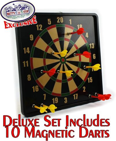 Deluxe 2-in-1 Reversible Magnetic Dartboard (Dart Board) with 10 Darts, Featuring Standard Darts & Baseball Games - Matty's Toy Stop Exclusive in Saudi Arabia