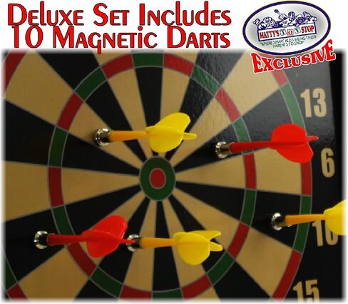 Deluxe 2-in-1 Reversible Magnetic Dartboard (Dart Board) with 10 Darts, Featuring Standard Darts & Baseball Games - Matty's Toy Stop Exclusive in Saudi Arabia
