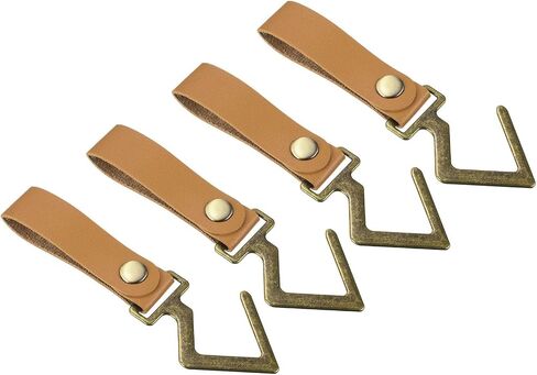 M METERXITY 4 Pack Camping S Shelf Hooks - Leather Straps with Hooks Camping Light Hook Hangers, Apply to Hanging Pots Pans Cups (Orange) in Saudi Arabia