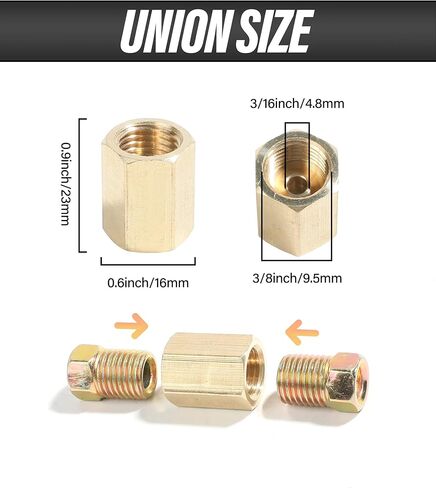 ESEWALAS 12 قطعة 3/8 بوصة - 24 خيط مجموعة تركيبات خط الفرامل، مجموعة خط الفرامل تتضمن 4 نقابات و8 صواميل، 3/16 خط فرامل اتحاد، تستخدم مع 3/16 بوصة من الفولاذ، خطوط فرامل مطلية بالبوليستر والنحاس in Kuwait