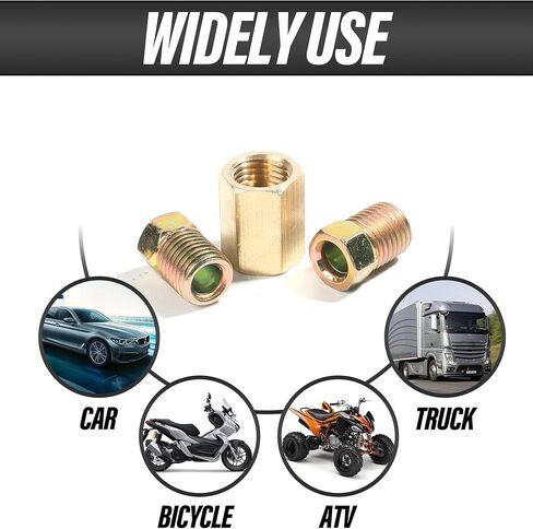 ESEWALAS 12 قطعة 3/8 بوصة - 24 خيط مجموعة تركيبات خط الفرامل، مجموعة خط الفرامل تتضمن 4 نقابات و8 صواميل، 3/16 خط فرامل اتحاد، تستخدم مع 3/16 بوصة من الفولاذ، خطوط فرامل مطلية بالبوليستر والنحاس in Kuwait