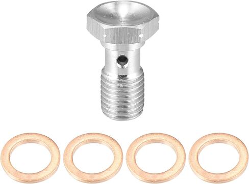 A ABSOPRO مسمار بانجوي طقم محوّل تركيب الفرامل M10x1.25 خط الفرامل الموضوع مسمار بانجوي واحد مع 4 غسالات النحاس in Saudi Arabia