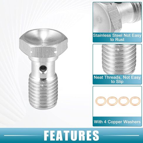 A ABSOPRO مسمار بانجوي طقم محوّل تركيب الفرامل M10x1.25 خط الفرامل الموضوع مسمار بانجوي واحد مع 4 غسالات النحاس in Saudi Arabia