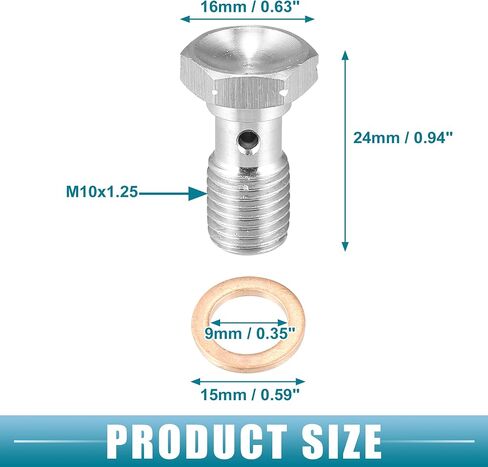 A ABSOPRO مسمار بانجوي طقم محوّل تركيب الفرامل M10x1.25 خط الفرامل الموضوع مسمار بانجوي واحد مع 4 غسالات النحاس in Saudi Arabia