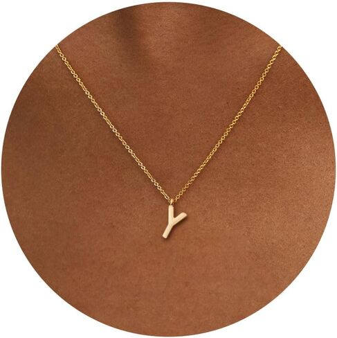 HANLI Initial Necklaces for Women - 14k Gold Plated Dainty Letter Necklace Simple Alphabet A-Z Necklace Personalized Monogram Name Necklace for Women Jewelry in Saudi Arabia