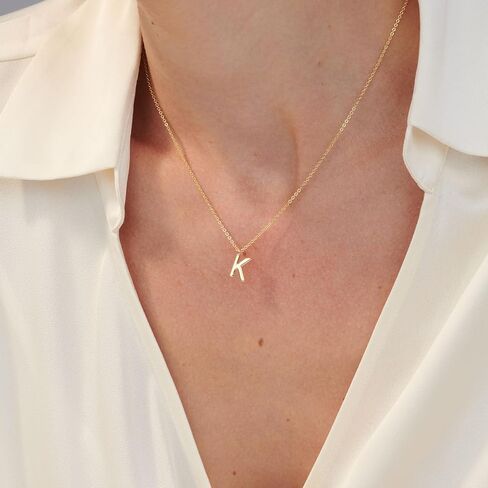HANLI Initial Necklaces for Women - 14k Gold Plated Dainty Letter Necklace Simple Alphabet A-Z Necklace Personalized Monogram Name Necklace for Women Jewelry in Saudi Arabia