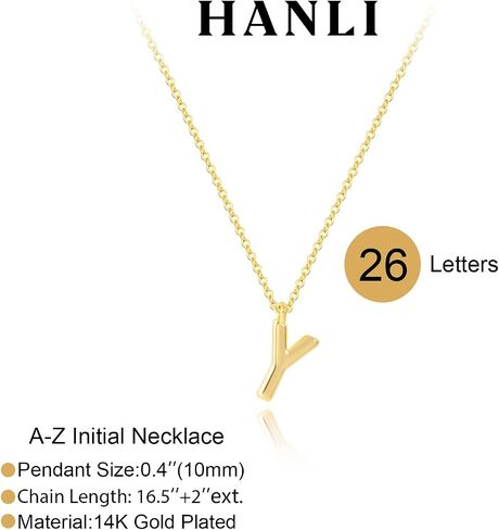 HANLI Initial Necklaces for Women - 14k Gold Plated Dainty Letter Necklace Simple Alphabet A-Z Necklace Personalized Monogram Name Necklace for Women Jewelry in Saudi Arabia
