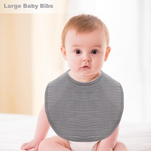 Gvhntk 10 Pack Muslin Baby Bibs Drool Baby Bandana Bibs Bulk Cotton for Unisex Boys Girls Organic Absorbent Adjustable Snap Closure Feeding Bibs Gift For Drooling Infant Teething Newborn in Saudi Arabia