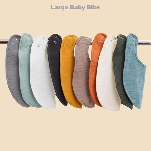 Gvhntk 10 Pack Muslin Baby Bibs Drool Baby Bandana Bibs Bulk Cotton for Unisex Boys Girls Organic Absorbent Adjustable Snap Closure Feeding Bibs Gift For Drooling Infant Teething Newborn in Saudi Arabia