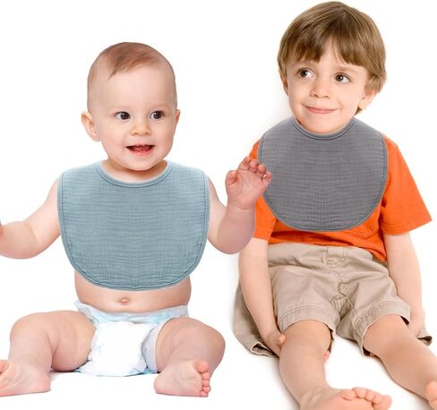 Gvhntk 10 Pack Muslin Baby Bibs Drool Baby Bandana Bibs Bulk Cotton for Unisex Boys Girls Organic Absorbent Adjustable Snap Closure Feeding Bibs Gift For Drooling Infant Teething Newborn in Saudi Arabia