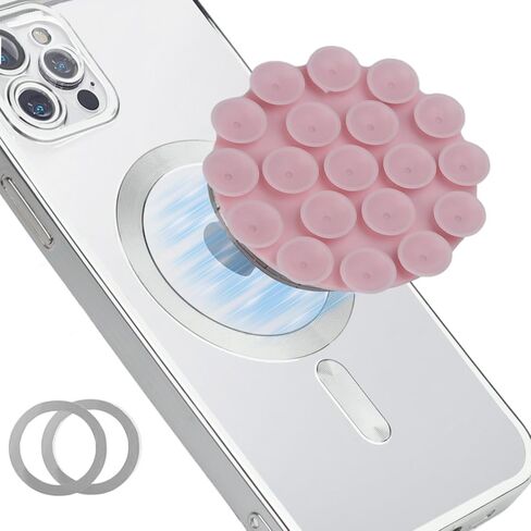 Silicone Suction Phone Case Magnetic Phone Mount, Silicon Hands-Free Phone Accessory for iPhone and Android, Mirror Shower Phone Holder, Tiktok Videos and Selfies, Teal, Baby Blue in Saudi Arabia