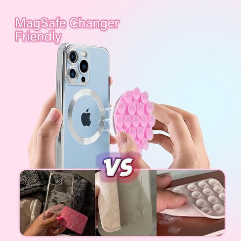 Silicone Suction Phone Case Magnetic Phone Mount, Silicon Hands-Free Phone Accessory for iPhone and Android, Mirror Shower Phone Holder, Tiktok Videos and Selfies, Teal, Baby Blue in Saudi Arabia