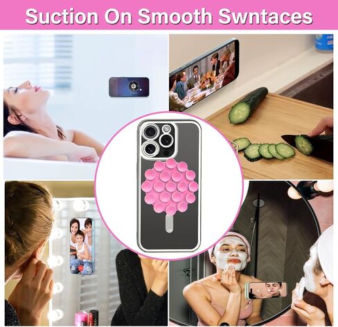 Silicone Suction Phone Case Magnetic Phone Mount, Silicon Hands-Free Phone Accessory for iPhone and Android, Mirror Shower Phone Holder, Tiktok Videos and Selfies, Teal, Baby Blue in Saudi Arabia