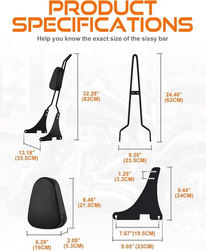 مسند ظهر للراكب الخلفي قابل للفصل من Samger Sissy Bar لـ Harley Sportster XLH883 XL883R XL883C XLH1200 أسود in Kuwait