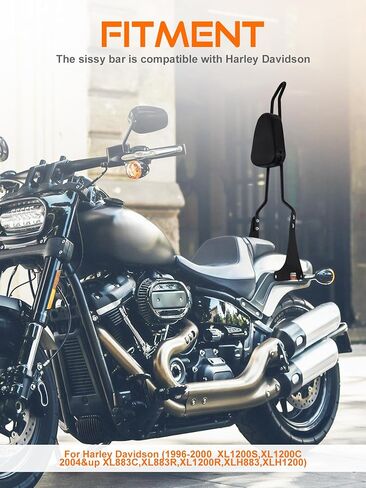 مسند ظهر للراكب الخلفي قابل للفصل من Samger Sissy Bar لـ Harley Sportster XLH883 XL883R XL883C XLH1200 أسود in Kuwait