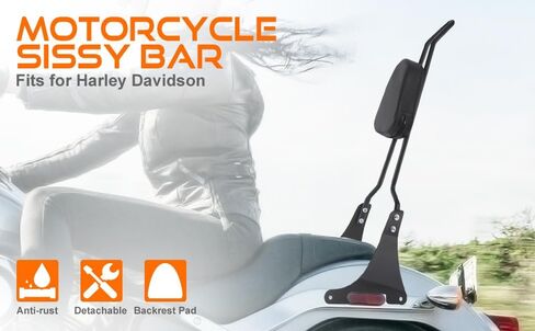مسند ظهر للراكب الخلفي قابل للفصل من Samger Sissy Bar لـ Harley Sportster XLH883 XL883R XL883C XLH1200 أسود in Kuwait