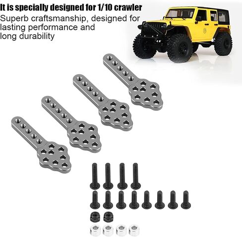 RC Car Shock Absorber Mount, 4pcs / Set 51mm / 2in Metal RC Car Shock Absorber Damper Mount Plate Adjustable Height RC Model Part Replacement for 1/10 RC Crawler Repair (Black) in Saudi Arabia