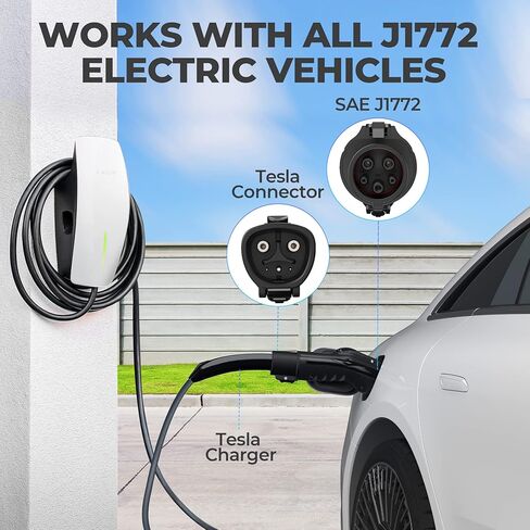 محول Tesla إلى J1772، بحد أقصى 48 أمبير 250 فولت مع قفل مضاد للسقوط، محول شاحن TOPDON Tesla، محول EV لـ Tesla مناسب لجميع J1772، متوافق مع موصلات Tesla وشواحن الوجهة in Kuwait
