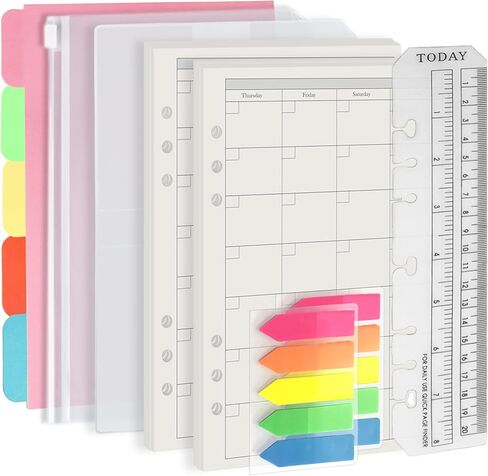 Harphia A5 6 Holes Binder Refill Value Set, 90sheets to do list loose leaf paper with sticker and divider, todo planner insert with binder pocket for A5 binder 6 holes refillable notebook,005da5todo in Saudi Arabia