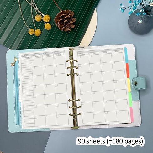 Harphia A5 6 Holes Binder Refill Value Set, 90sheets to do list loose leaf paper with sticker and divider, todo planner insert with binder pocket for A5 binder 6 holes refillable notebook,005da5todo in Saudi Arabia