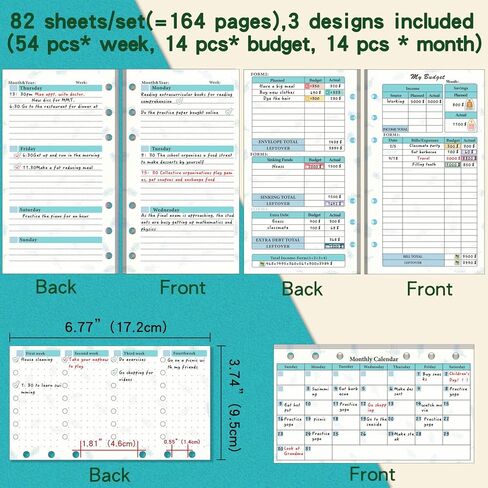 A6 Budget Binder Inserts, Budget Sheets & Weekly and Monthly Budget Refill Pages, Budget Tracker for Planner with 6 Holes, 82 sheets in Saudi Arabia