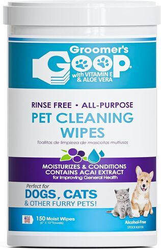مناديل تنظيف الحيوانات الأليفة المجانية لجميع الأغراض من Groomer's Goop - عدد 150 in Kuwait