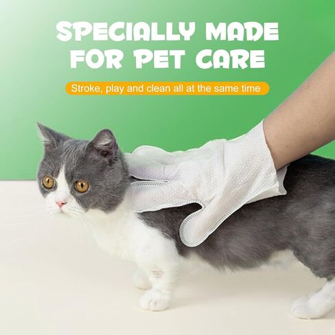 Cleaning Gloves for Dog and Cats,8PCS,Cleaner Wipes Fur Pet For Ears, Face, Paws, Coat and Skin,Nourish Fur Coconut Oil Grooming Cleaner Wipes Pet Bathing Gloves Wipes for Daily Care and Traveling in Kuwait