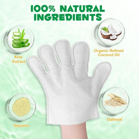 Cleaning Gloves for Dog and Cats,8PCS,Cleaner Wipes Fur Pet For Ears, Face, Paws, Coat and Skin,Nourish Fur Coconut Oil Grooming Cleaner Wipes Pet Bathing Gloves Wipes for Daily Care and Traveling in Kuwait