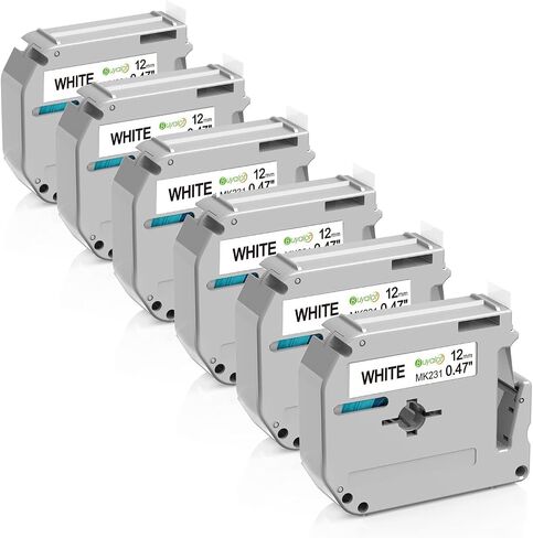 Buyalot M-K231 Label Tape Replacement for Brother P Touch M Tape M231 MK231 M-K231S 12mm 0.47 Inch Work with Brother P-Touch PT-M95 PT-45 PT-70BM PT-45M PT-90 PT-65 Label Makers,Black on White, 4-Pack in Saudi Arabia