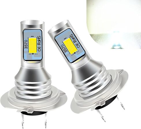 Gunroil Pack-2 مصباح ضباب LED للسيارة بفتحتين، مصباح أداة تثبيت الجهد الحالي المخترق القوي، مصباح إضاءة عالمي 3570 2SMD 4000LM فائق السطوع (الضوء الأبيض #H7) in Saudi Arabia