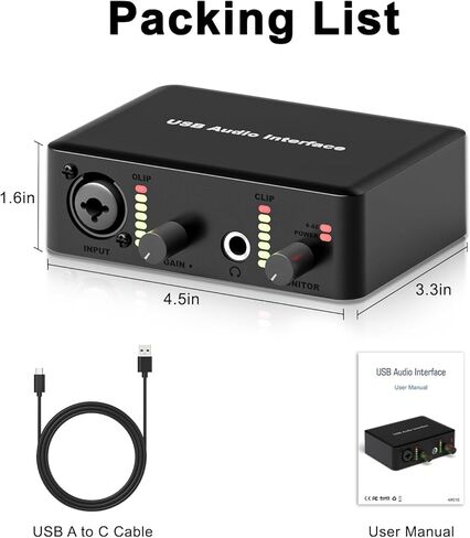 واجهة صوت USB مع مقبس XLR و1/4 بوصة (6.35 مم) + طاقة فانتوم 48 فولت لتسجيل ملفات البث الصوتي وإنتاج الموسيقى وأي جهاز آخر للمراقبة في الوقت الفعلي. in Kuwait