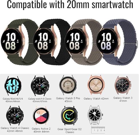 3 Pack Braided Nylon Stretchy Strap Compatible for Samsung Galaxy Watch 6 5 4 47mm 46mm 45mm 44mm 43mm 40mm Men Women, 20mm 22mm Sport Soft Watch Bands for Watch 6 5 4 Classic Active Pro ,Gear S3 Frontier, Fossil Gen 5 4 in Saudi Arabia