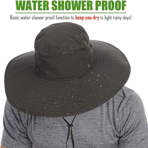 USHAKE قبعة الصيد دلو سفاري قبعة الشمس واسعة حافة قبعة بوني للرجال والنساء in Kuwait