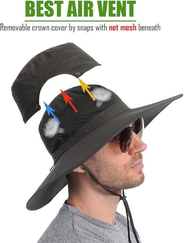 USHAKE قبعة الصيد دلو سفاري قبعة الشمس واسعة حافة قبعة بوني للرجال والنساء in Kuwait