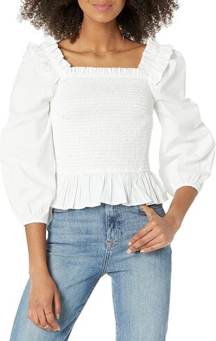 The Drop Women's Marisol Long-Sleeve Ruffle Smocked Top in Saudi Arabia