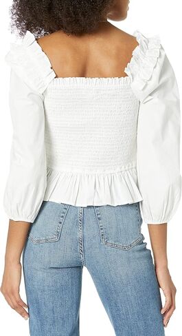 The Drop Women's Marisol Long-Sleeve Ruffle Smocked Top in Saudi Arabia