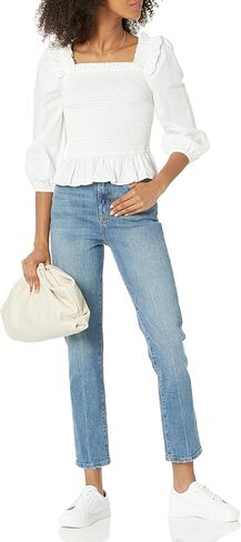 The Drop Women's Marisol Long-Sleeve Ruffle Smocked Top in Saudi Arabia