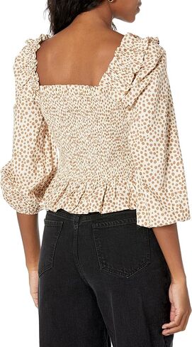 The Drop Women's Marisol Long-Sleeve Ruffle Smocked Top in Saudi Arabia
