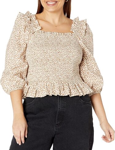 The Drop Women's Marisol Long-Sleeve Ruffle Smocked Top in Saudi Arabia